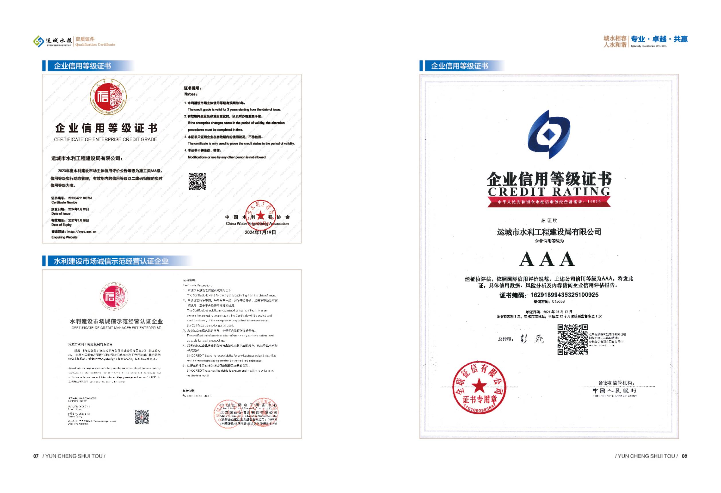 企業(yè)信用等級證書